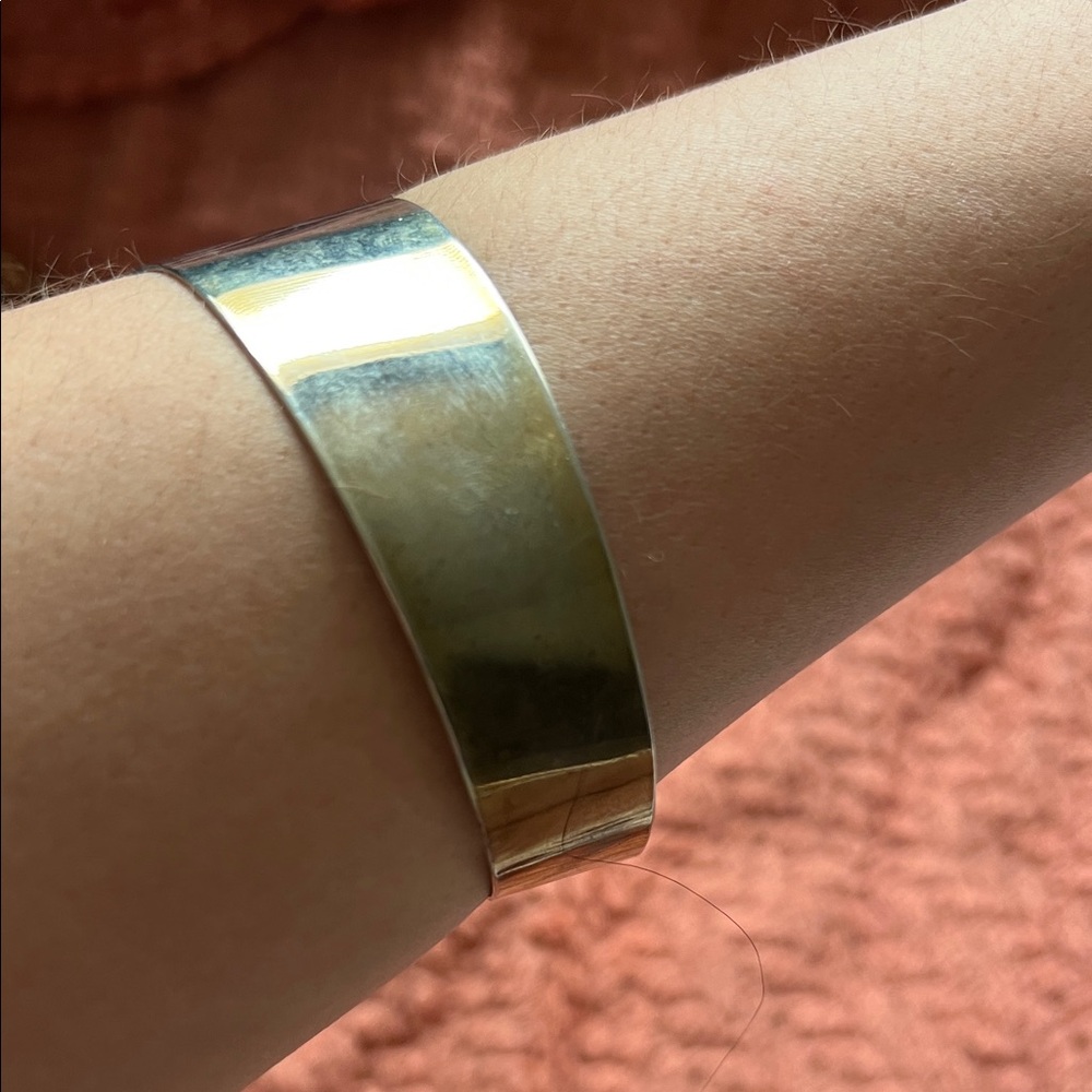 Sleek Wide Gold Tone Cuff Bracelet